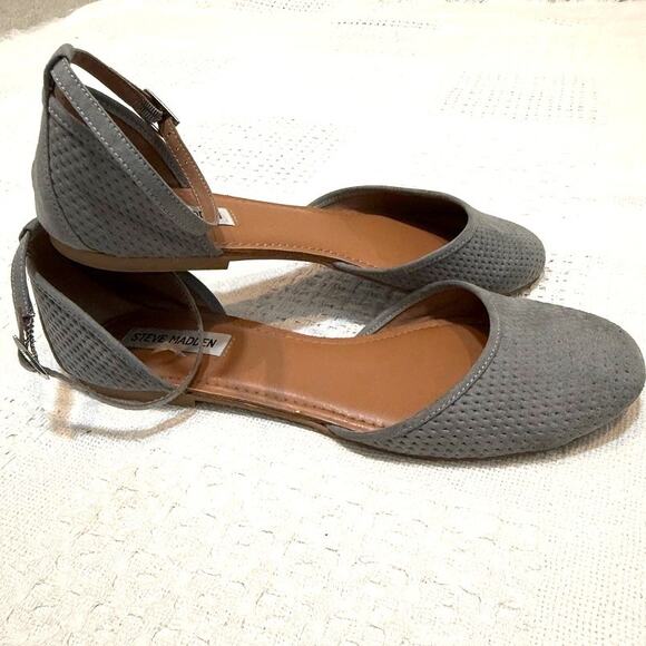 Steve Madden Maia 10 textured fabric ankle strap round toe flats 3075 - Picture 8 of 10